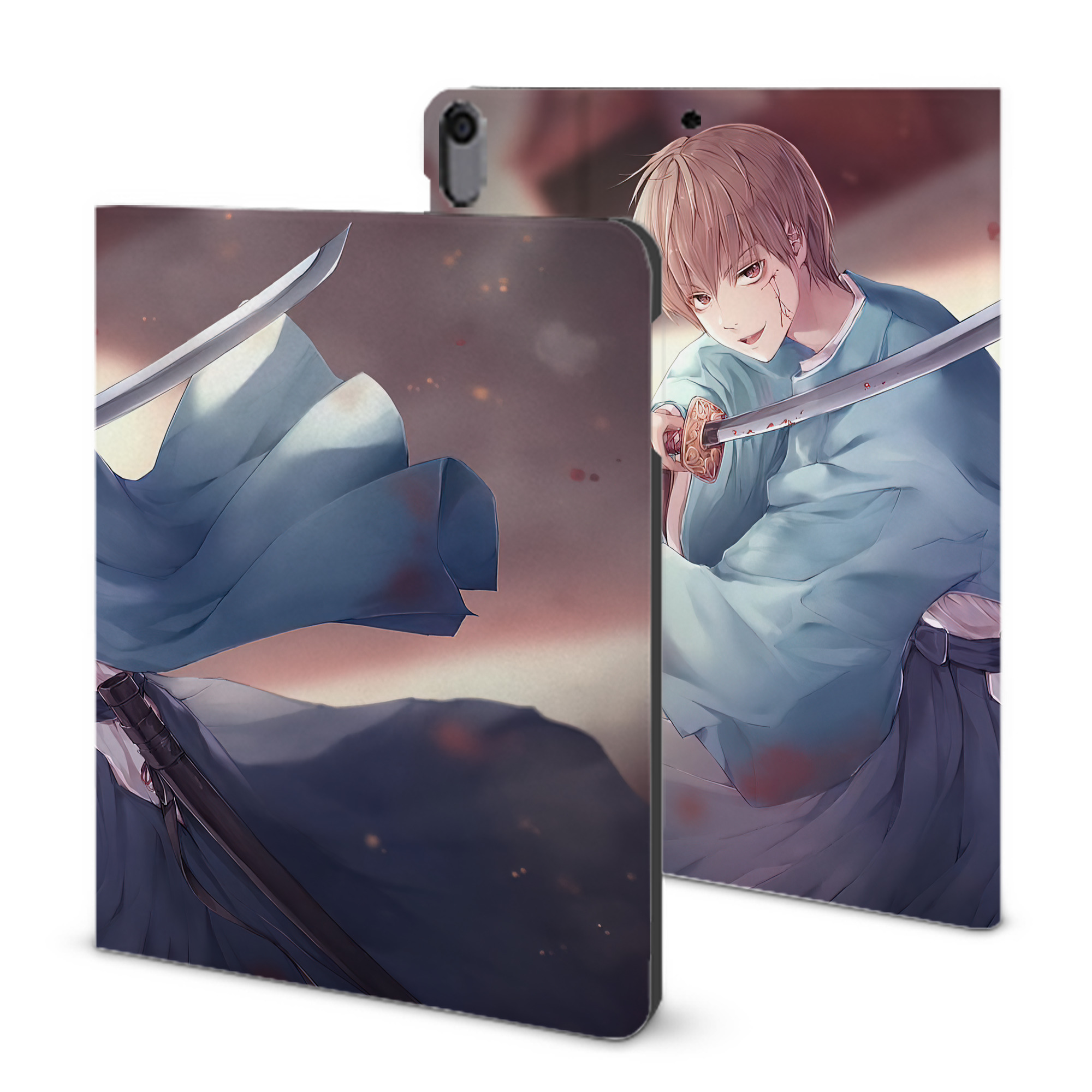 ぎんたま 坂田銀時（さかたぎんとき） 神楽 志村新八（しむら しんぱち） GINTAMA Sakata Gintoki Kagura Shimura Shinpachi IPad ケース ブック型 PUレザー TPU 耐衝撃 軽量 薄型 ペン収納なし 全面保護 IPad 各モデル対応